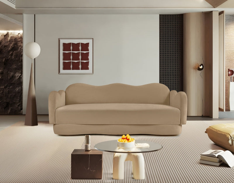 Bloom 82" Velvet Upholstered Upholstered Sofa in Camel - 44007Camel-S