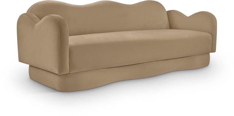 Bloom 82" Velvet Upholstered Upholstered Sofa in Camel - 44007Camel-S