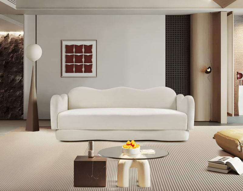 Bloom 82" Velvet Upholstered Upholstered Sofa in Cream - 44007Cream-S