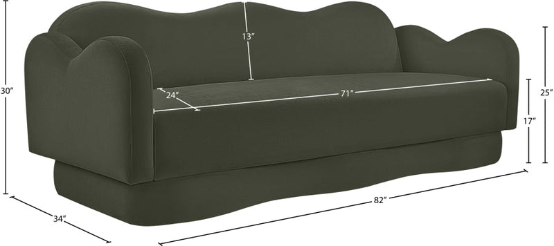 Bloom 82" Velvet Upholstered Upholstered Sofa in Green - 44007Green-S