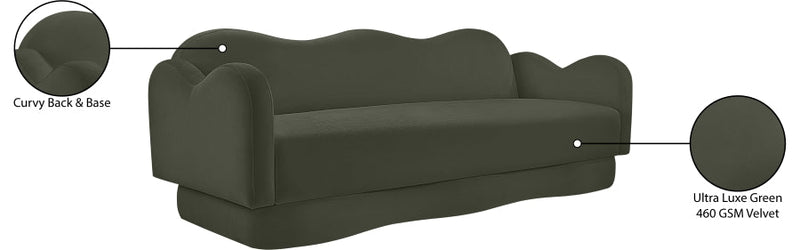 Bloom 82" Velvet Upholstered Upholstered Sofa in Green - 44007Green-S
