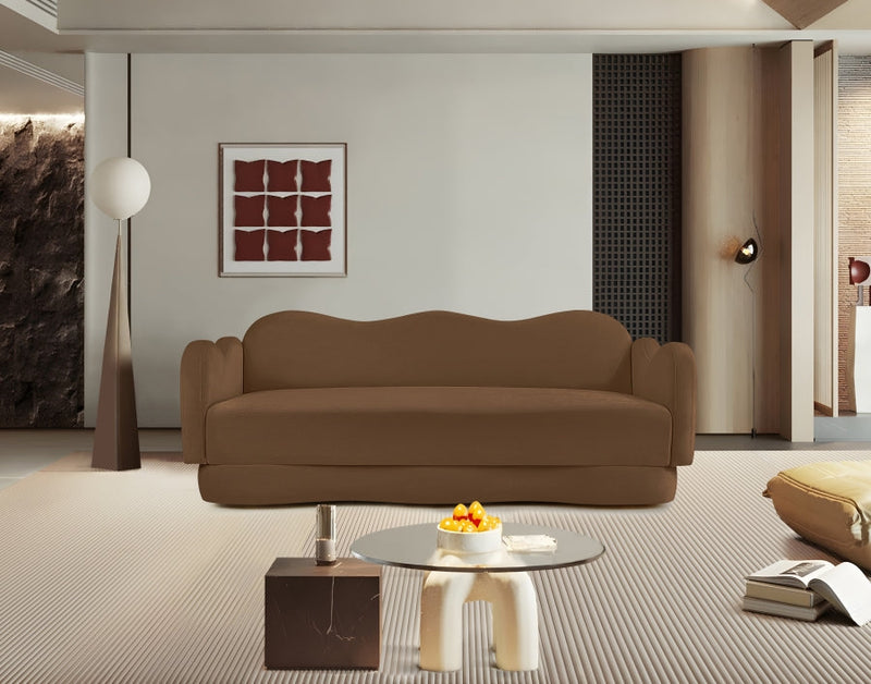 Bloom 82" Velvet Upholstered Upholstered Sofa in Saddle - 44007Saddle-S