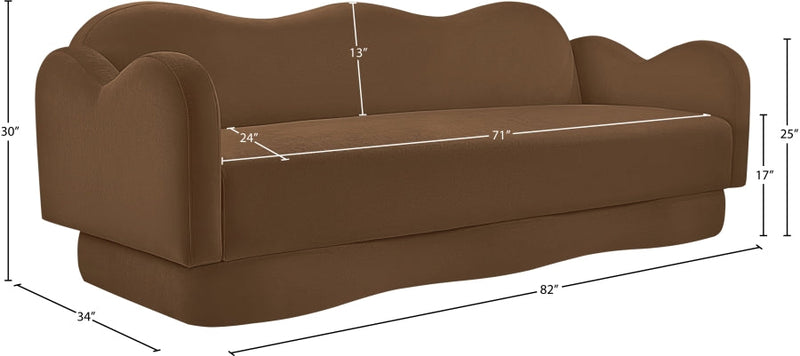 Bloom 82" Velvet Upholstered Upholstered Sofa in Saddle - 44007Saddle-S
