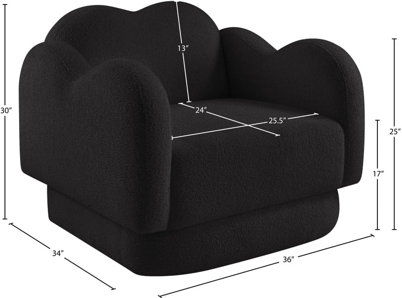 Bloom Teddy Fabric Upholstered Accent Chair in Black - 44006Black-C