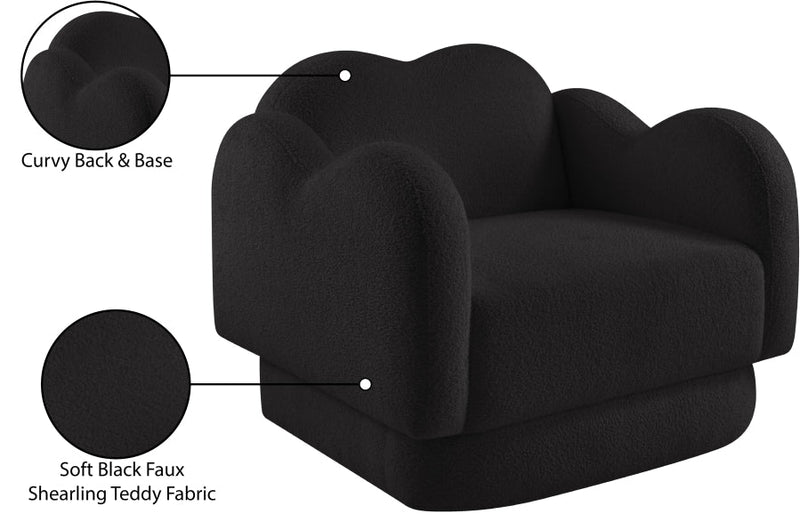 Bloom Teddy Fabric Upholstered Accent Chair in Black - 44006Black-C