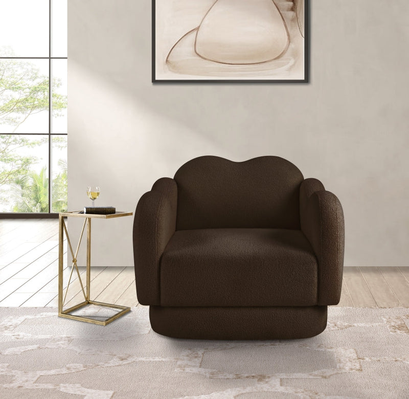 Bloom Teddy Fabric Upholstered Accent Chair in Brown - 44006Brown-C