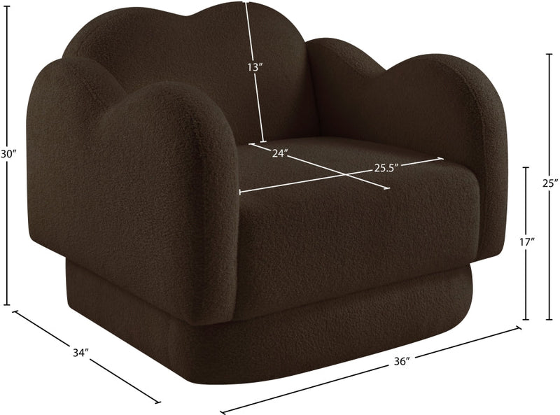 Bloom Teddy Fabric Upholstered Accent Chair in Brown - 44006Brown-C