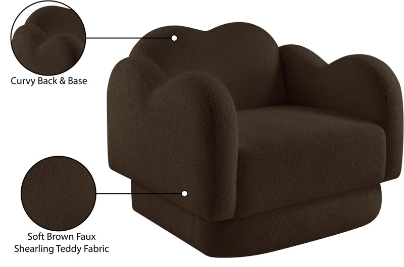 Bloom Teddy Fabric Upholstered Accent Chair in Brown - 44006Brown-C