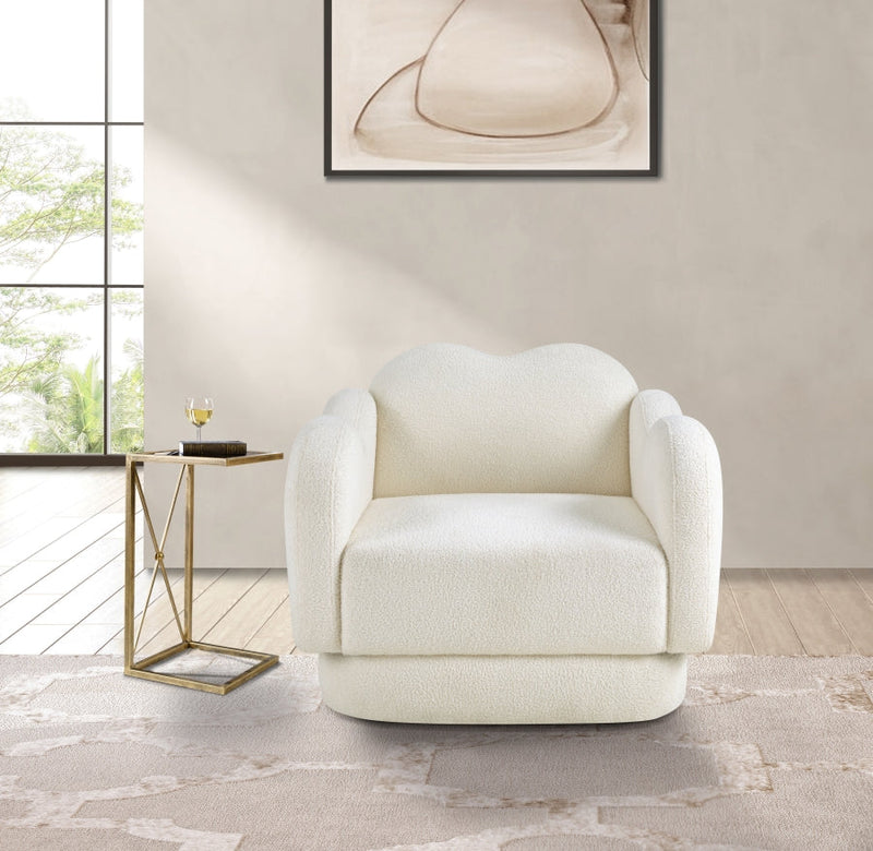 Bloom Teddy Fabric Upholstered Accent Chair in Cream - 44006Cream-C