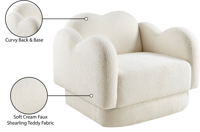 Bloom Teddy Fabric Upholstered Accent Chair in Cream - 44006Cream-C