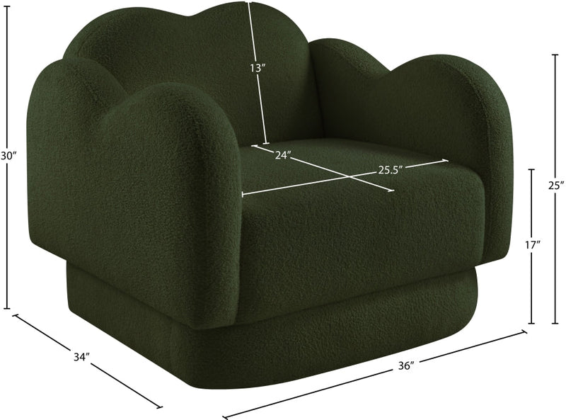 Bloom Teddy Fabric Upholstered Accent Chair in Green - 44006Green-C