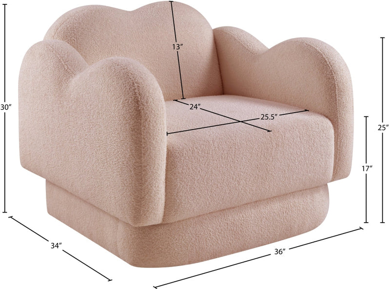 Bloom Teddy Fabric Upholstered Accent Chair in Pink - 44006Pink-C
