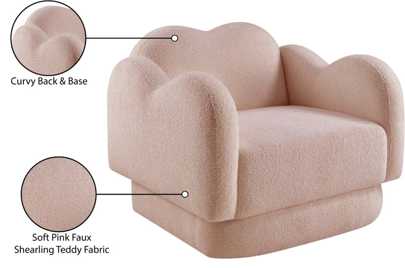 Bloom Teddy Fabric Upholstered Accent Chair in Pink - 44006Pink-C