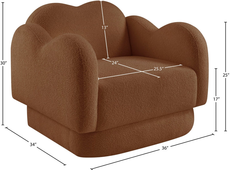 Bloom Teddy Fabric Upholstered Accent Chair in Saddle - 44006Saddle-C