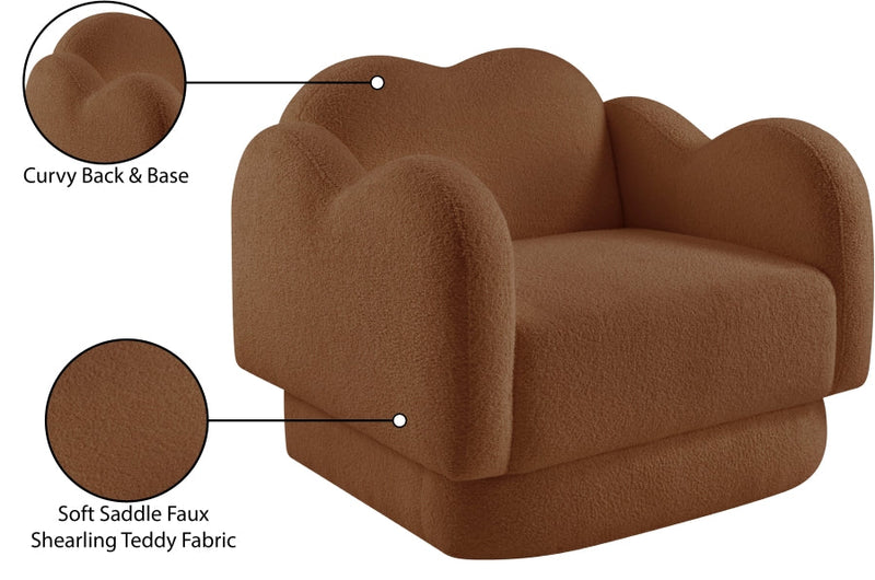 Bloom Teddy Fabric Upholstered Accent Chair in Saddle - 44006Saddle-C