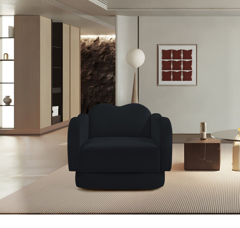 Bloom Velvet Upholstered Accent Chair in Black - 44007Black-C