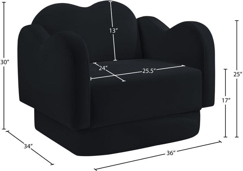 Bloom Velvet Upholstered Accent Chair in Black - 44007Black-C
