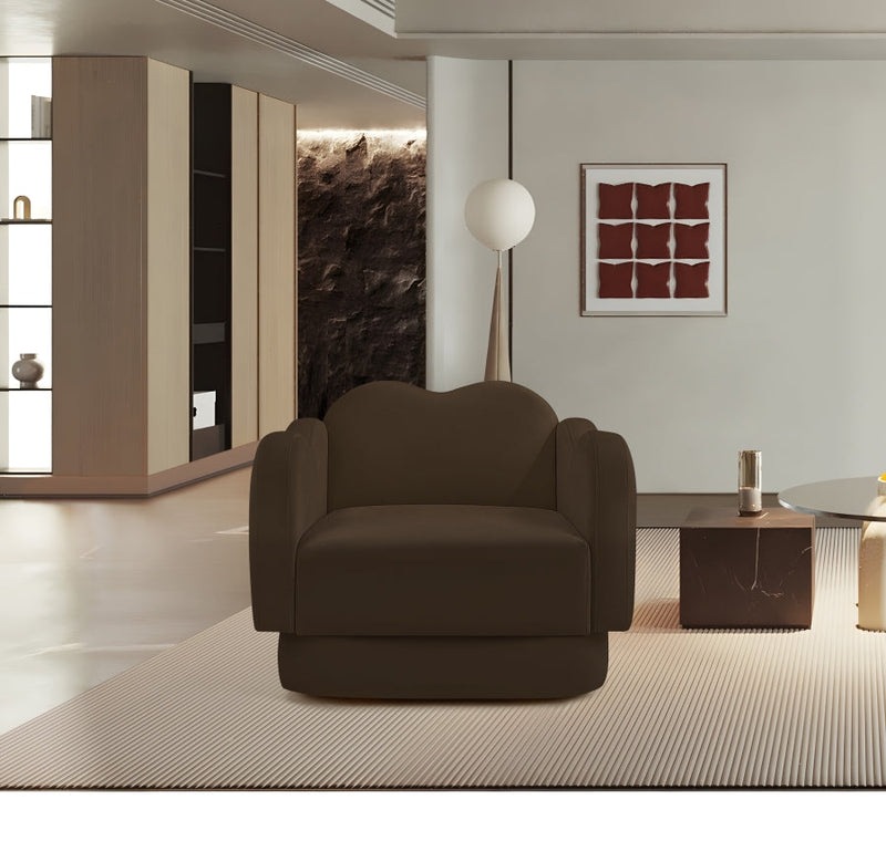 Bloom Velvet Upholstered Accent Chair in Brown - 44007Brown-C