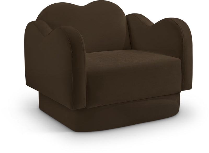 Bloom Velvet Upholstered Accent Chair in Brown - 44007Brown-C