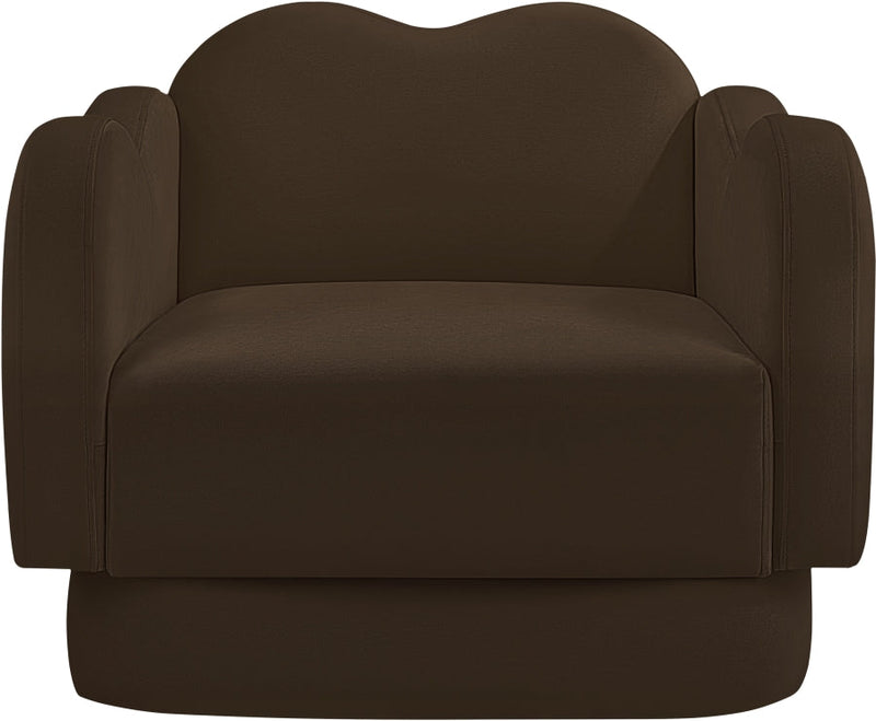 Bloom Velvet Upholstered Accent Chair in Brown - 44007Brown-C