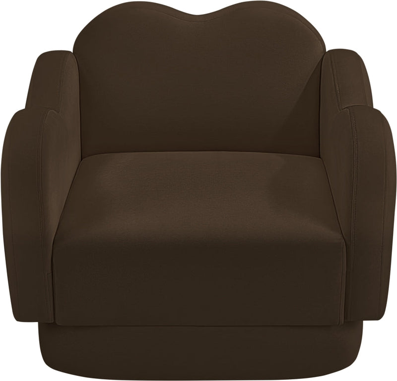Bloom Velvet Upholstered Accent Chair in Brown - 44007Brown-C