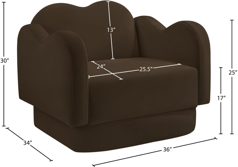 Bloom Velvet Upholstered Accent Chair in Brown - 44007Brown-C