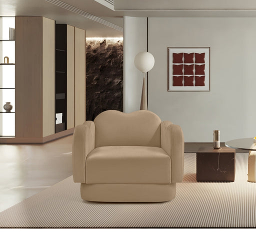 Bloom Velvet Upholstered Accent Chair in Camel - 44007Camel-C