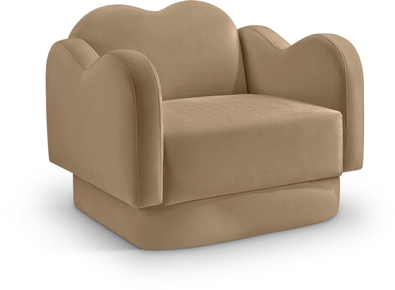 Bloom Velvet Upholstered Accent Chair in Camel - 44007Camel-C