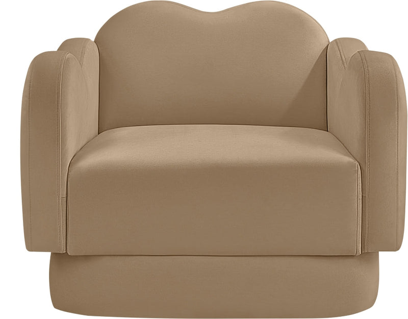 Bloom Velvet Upholstered Accent Chair in Camel - 44007Camel-C