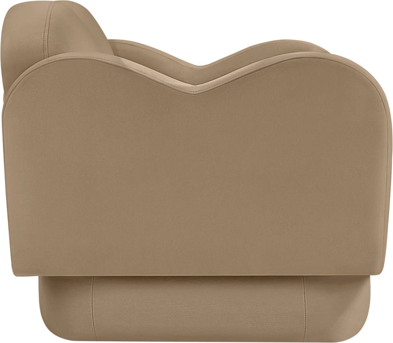 Bloom Velvet Upholstered Accent Chair in Camel - 44007Camel-C