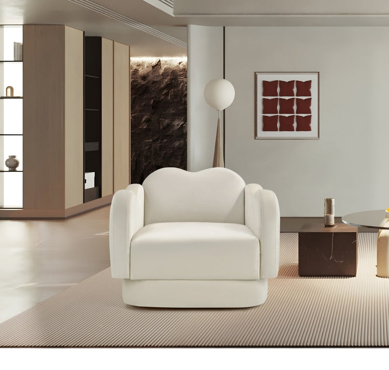Bloom Velvet Upholstered Accent Chair in Cream - 44007Cream-C