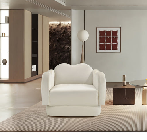 Bloom Velvet Upholstered Accent Chair in Cream - 44007Cream-C
