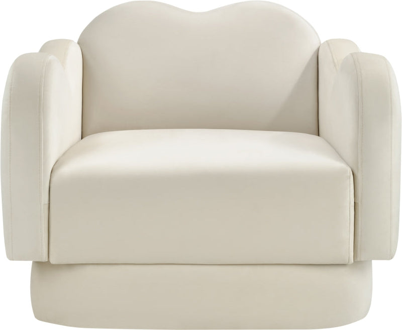 Bloom Velvet Upholstered Accent Chair in Cream - 44007Cream-C