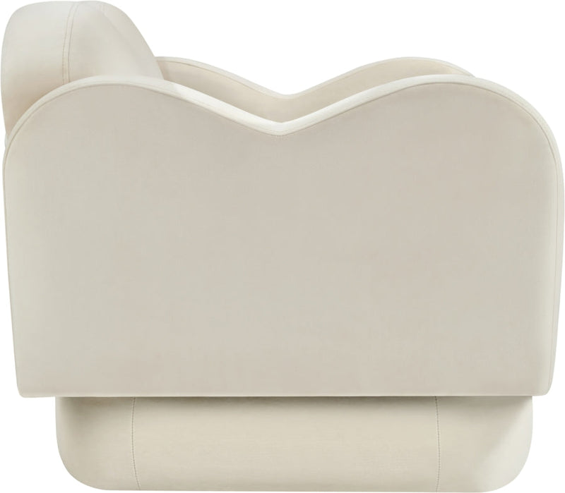 Bloom Velvet Upholstered Accent Chair in Cream - 44007Cream-C