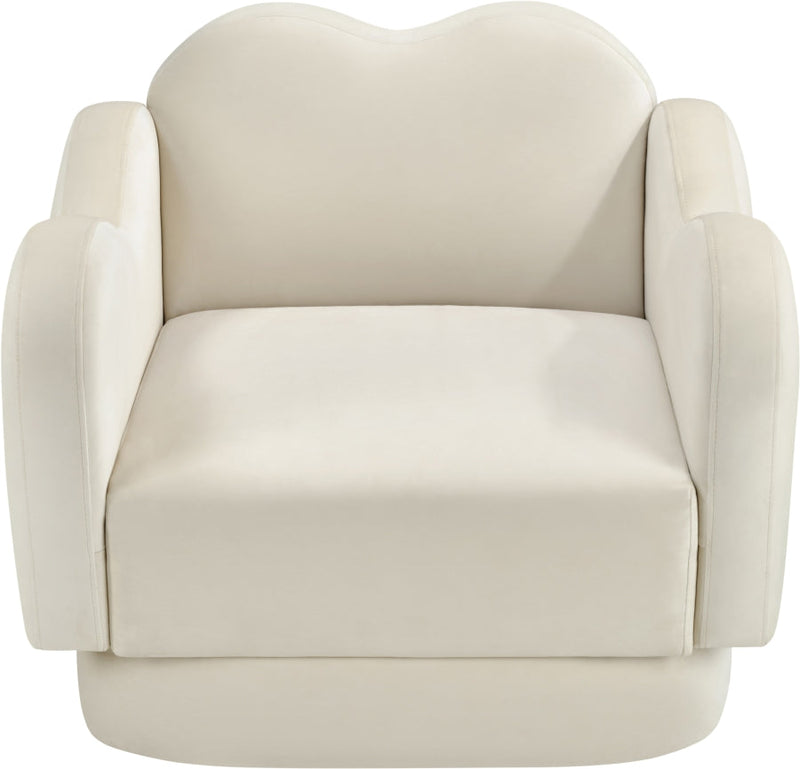Bloom Velvet Upholstered Accent Chair in Cream - 44007Cream-C