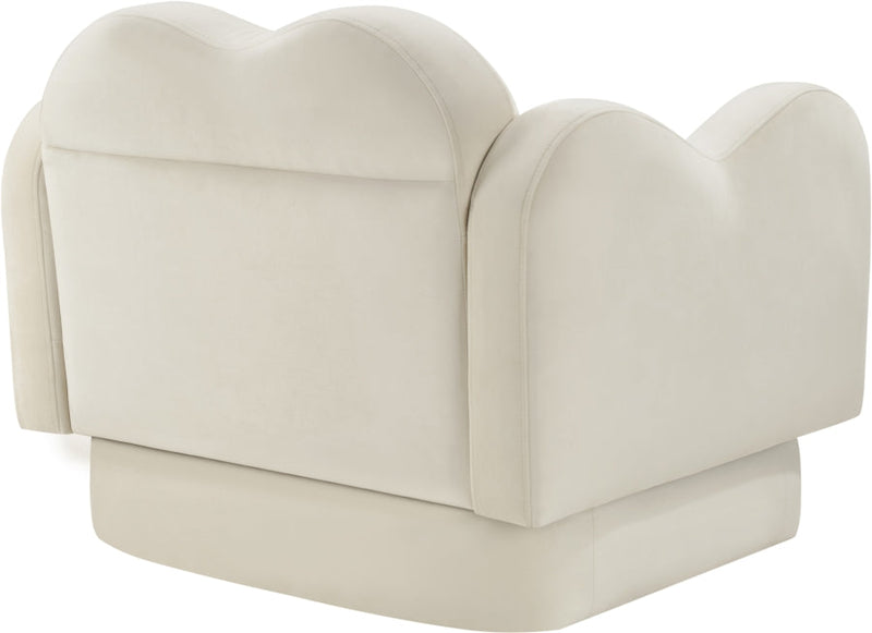 Bloom Velvet Upholstered Accent Chair in Cream - 44007Cream-C