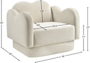 Bloom Velvet Upholstered Accent Chair in Cream - 44007Cream-C