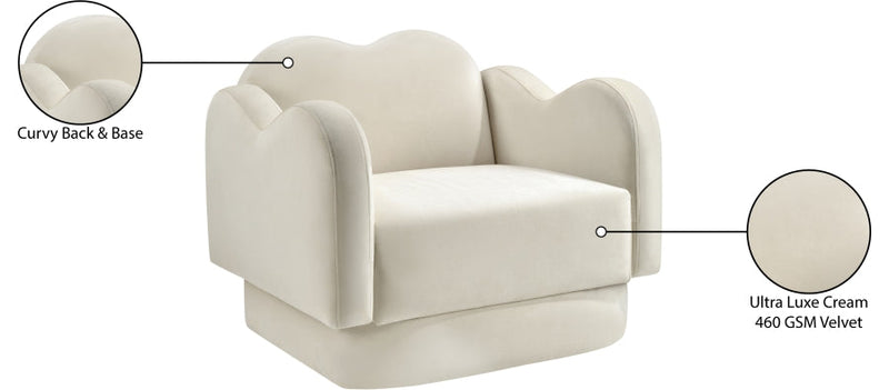 Bloom Velvet Upholstered Accent Chair in Cream - 44007Cream-C