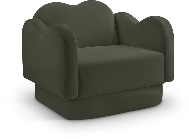 Bloom Velvet Upholstered Accent Chair in Green - 44007Green-C