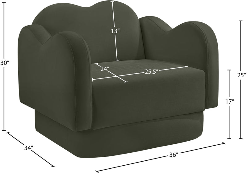 Bloom Velvet Upholstered Accent Chair in Green - 44007Green-C