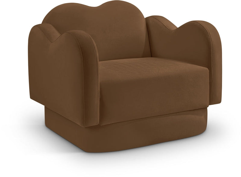 Bloom Velvet Upholstered Accent Chair in Saddle - 44007Saddle-C