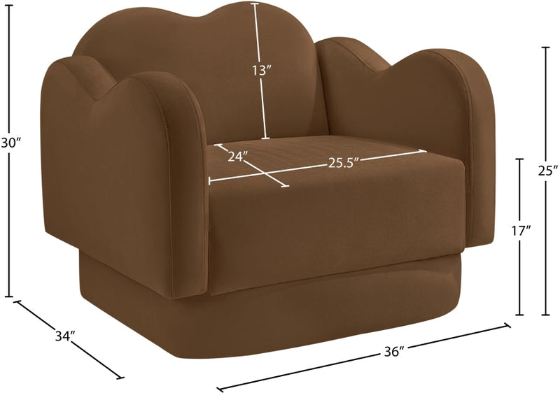 Bloom Velvet Upholstered Accent Chair in Saddle - 44007Saddle-C