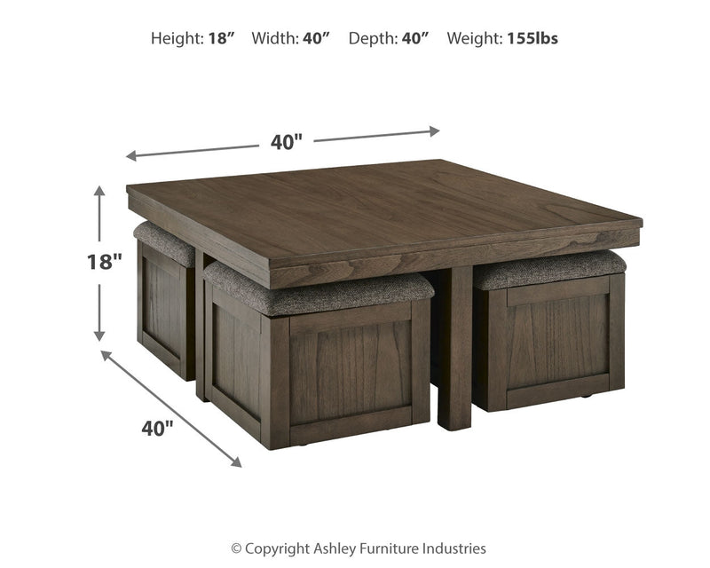 Boardernest Coffee Table with 1 End Table in Brown - PKG015856