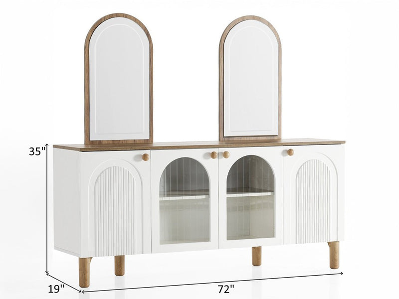 Bohem 72" Wide 4 Door Buffet With Mirror - Gate FurnitureBuffets & Sideboards