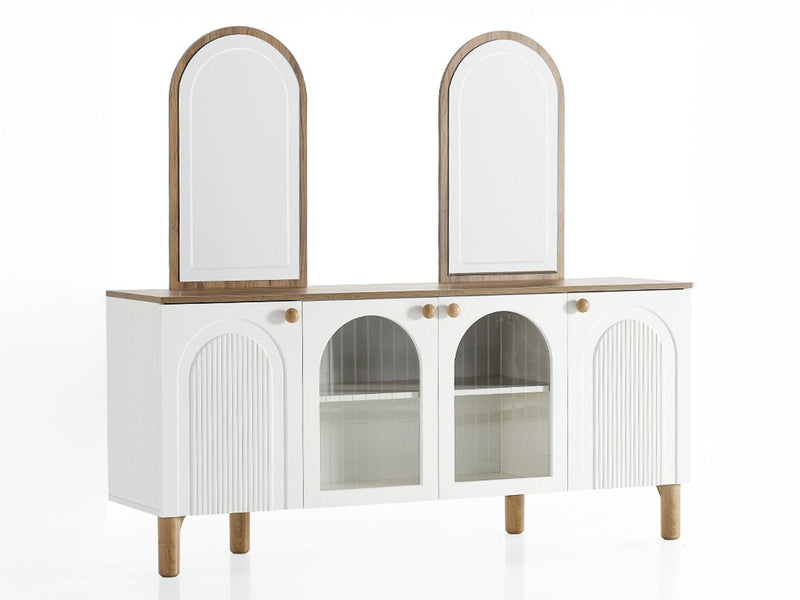 Bohem 72" Wide 4 Door Buffet With Mirror - Gate FurnitureBuffets & Sideboards