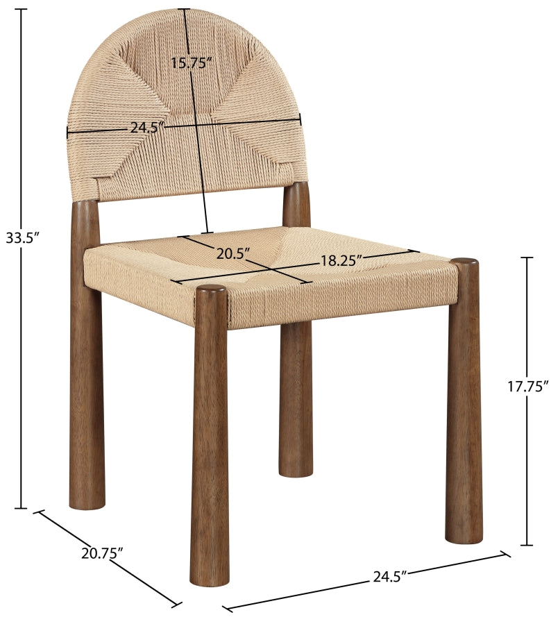 Bohemia Woven Seagrass Cord And Solid Wood Dining Chair in Beige, Set of 2 - 332-C