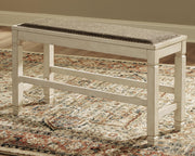 Bolanburg Antique White Counter Height Dining Table, 4 Barstools, Bench and Server - D647D32