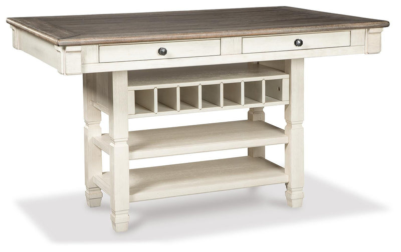 Bolanburg Antique White Counter Height Dining Table and 4 Barstools - D647D37
