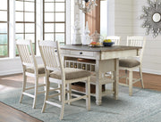 Bolanburg Antique White Counter Height Dining Table and 4 Barstools - D647D37