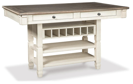 Bolanburg Antique White Counter Height Dining Table and 4 Barstools - D647D37